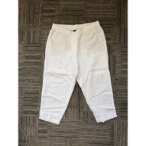 Talbots 100% Linen White Cropped Ankle Pants 8 Petite